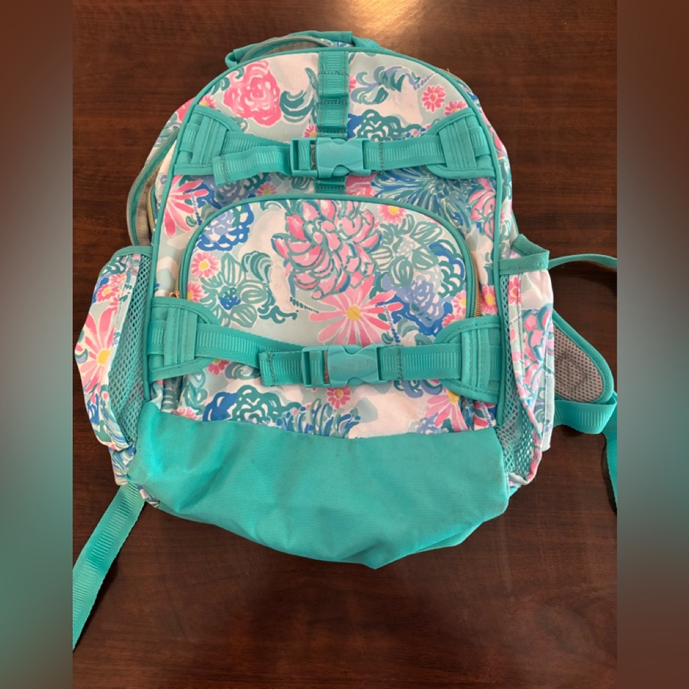 Pottery Barn Kids Floral Backpack - Teal and Pink